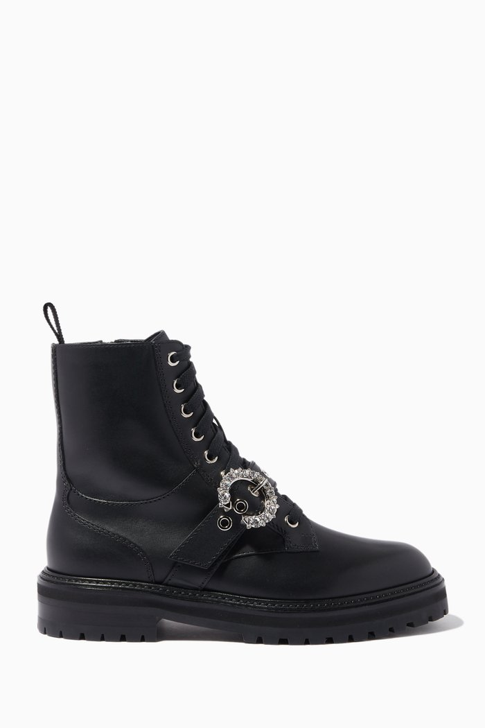

Cora Flat Boots in Leather, Black