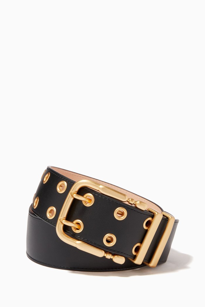 

Duo Thick Belt in Smooth Leather, Black