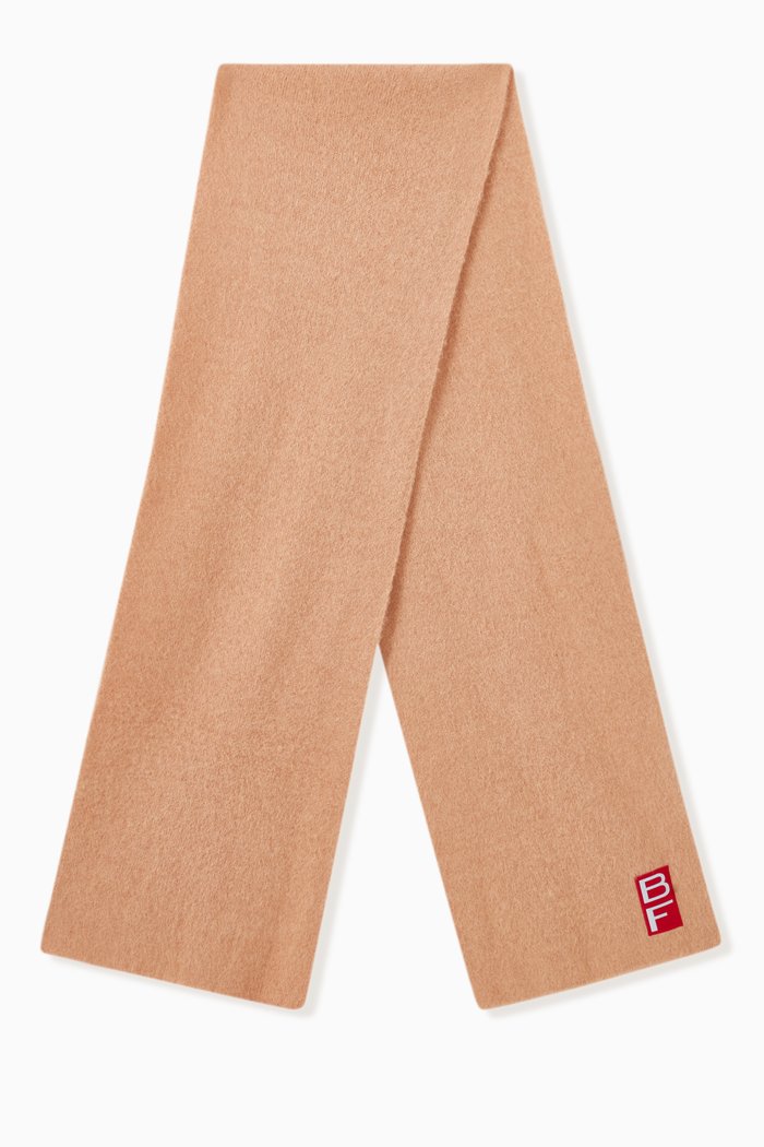 Logo Knit Scarf in Alpaca, Brown