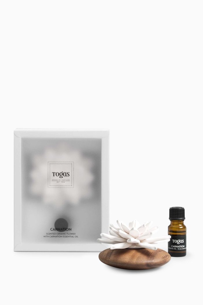 

Jade Ceramic Sachet with Carnation Essential Oil, White