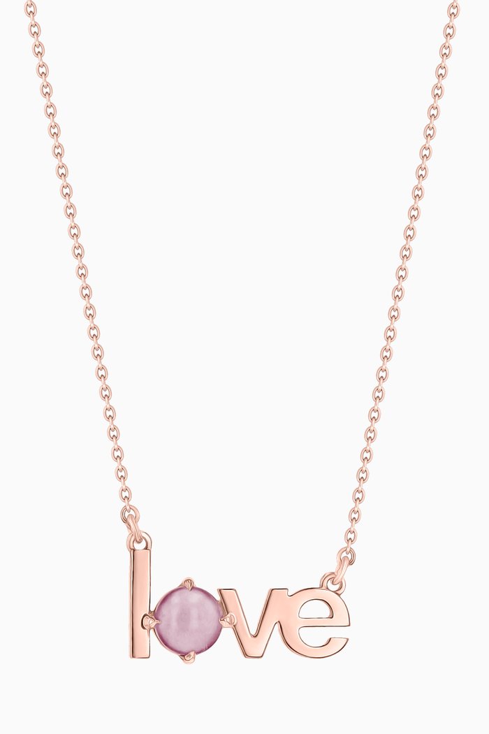Love Necklace with Rhodolite Garnet in 14kt Rose Gold