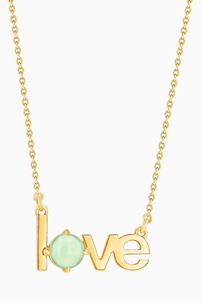 

Love Necklace with Chrysoprase in 14kt Yellow Gold