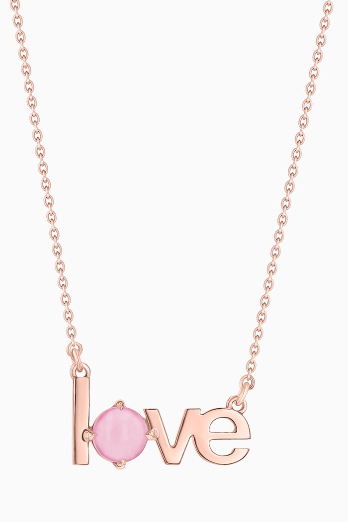 Love Necklace with Pink Opal in 14kt Rose Gold