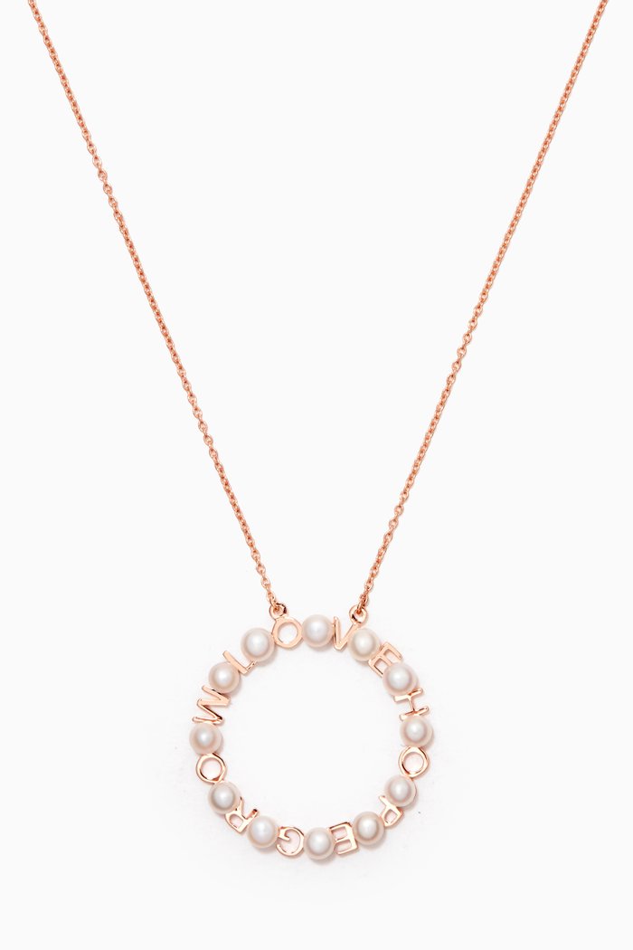 

Love, Hope, Grow Necklace with Pearls in 14kt Rose Gold