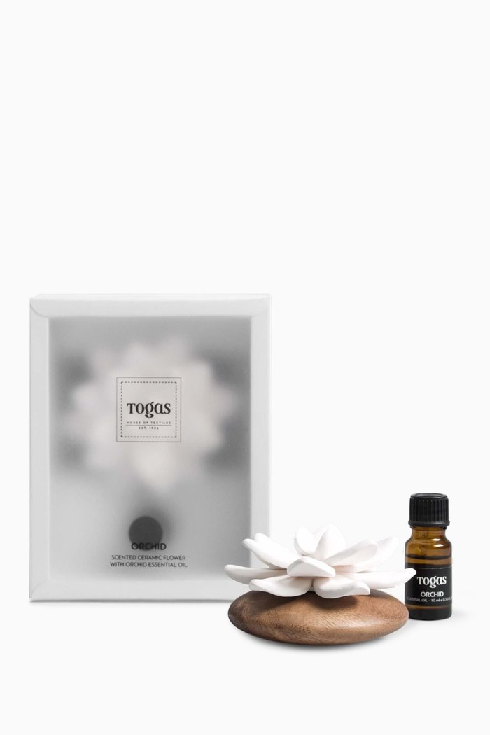 

Azalea Ceramic Sachet with Orchid Essential Oil, White