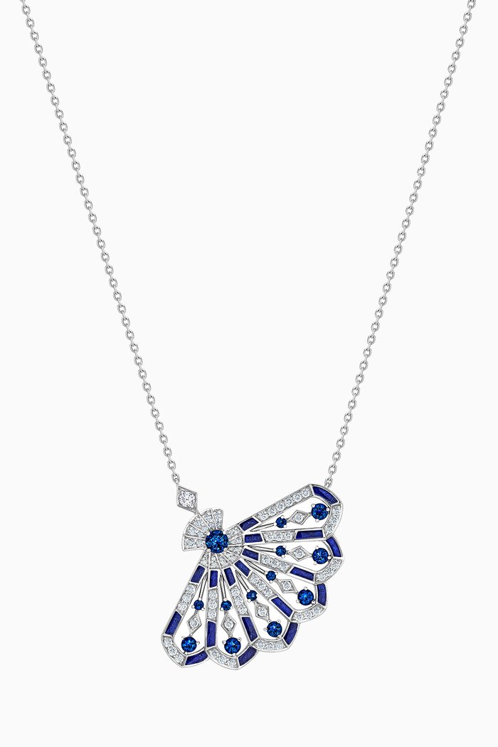 

Fanfare Symphony Lapis Lazuli & Blue Sapphire Openwork Pendant with Diamonds in 18kt White Gold