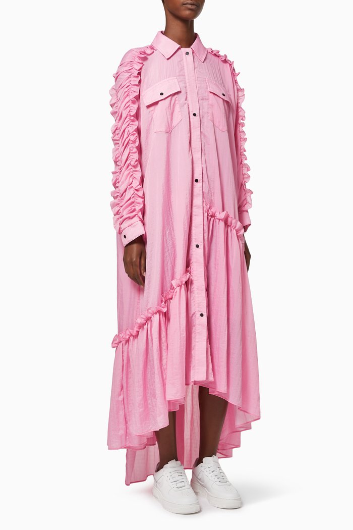 

Britta Coat Dress in Crushed Ripstop, Pink