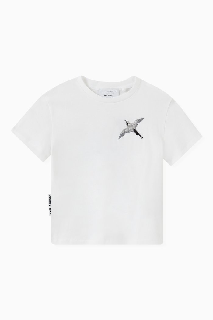 Metallic Bee Bird T-shirt in Organic Cotton, White