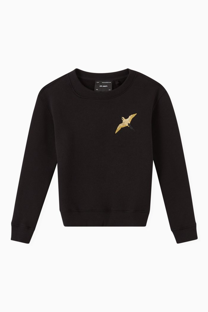 

Metallic Bee Bird Sweatshirt in Organic Cotton, Black