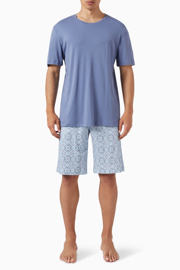 

Night and Day Pyjama Set in Cotton, Blue