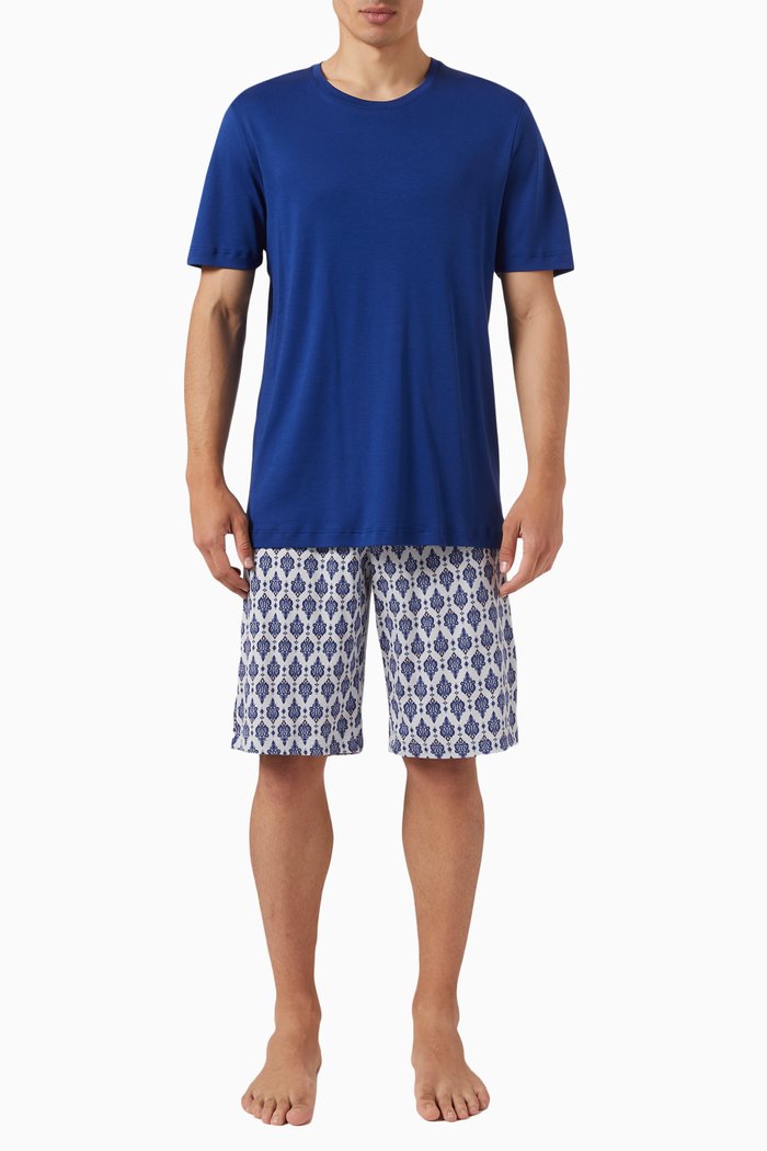 

Night and Day Pyjama Set in Cotton, Blue