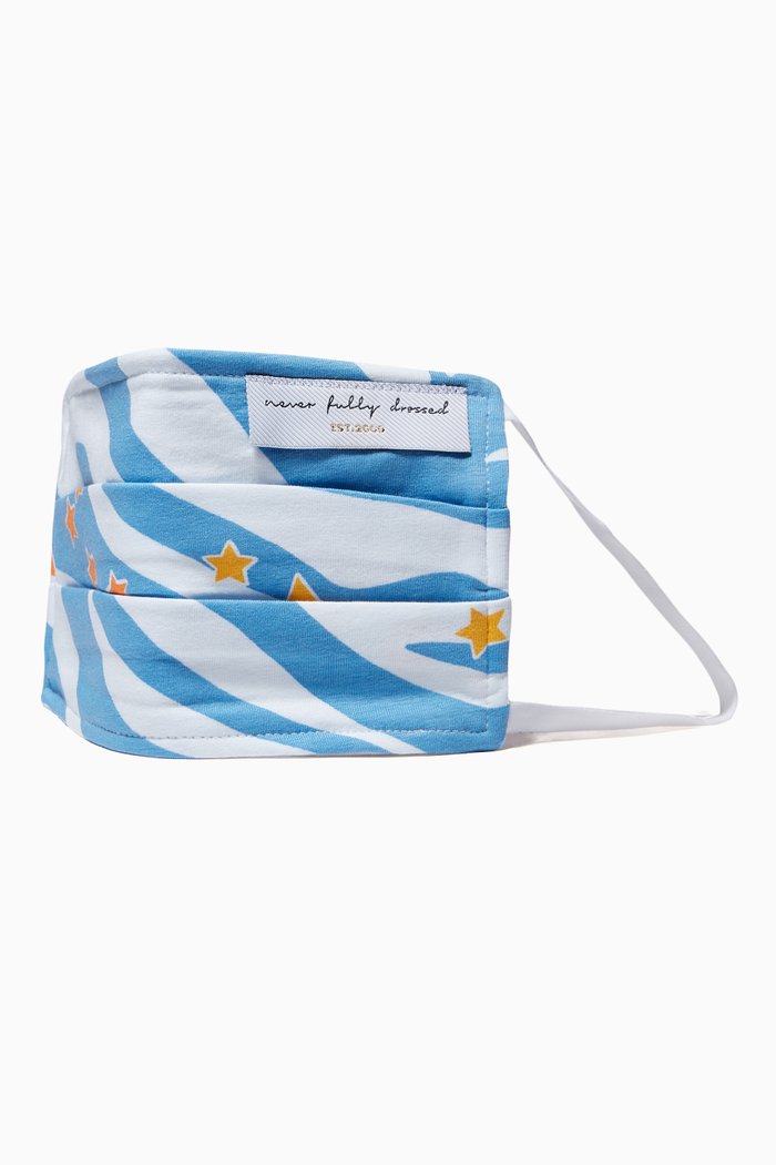 

Aqua Zebra Face Mask, Blue