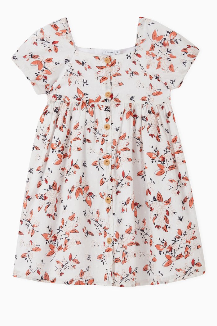 

Floral Dress in Organic Cotton, White