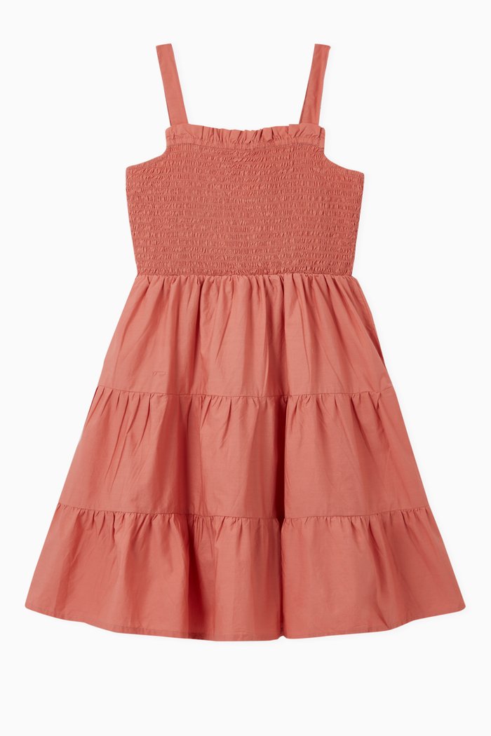 

Smock Cami Dress in Organic Cotton, Pink