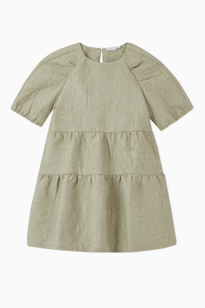 

Floral Jacquard Dress in Polyester, Grey