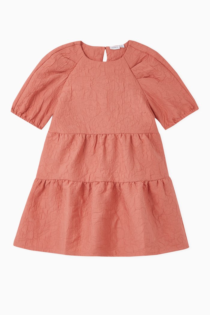 

Floral Jacquard Dress in Polyester, Pink