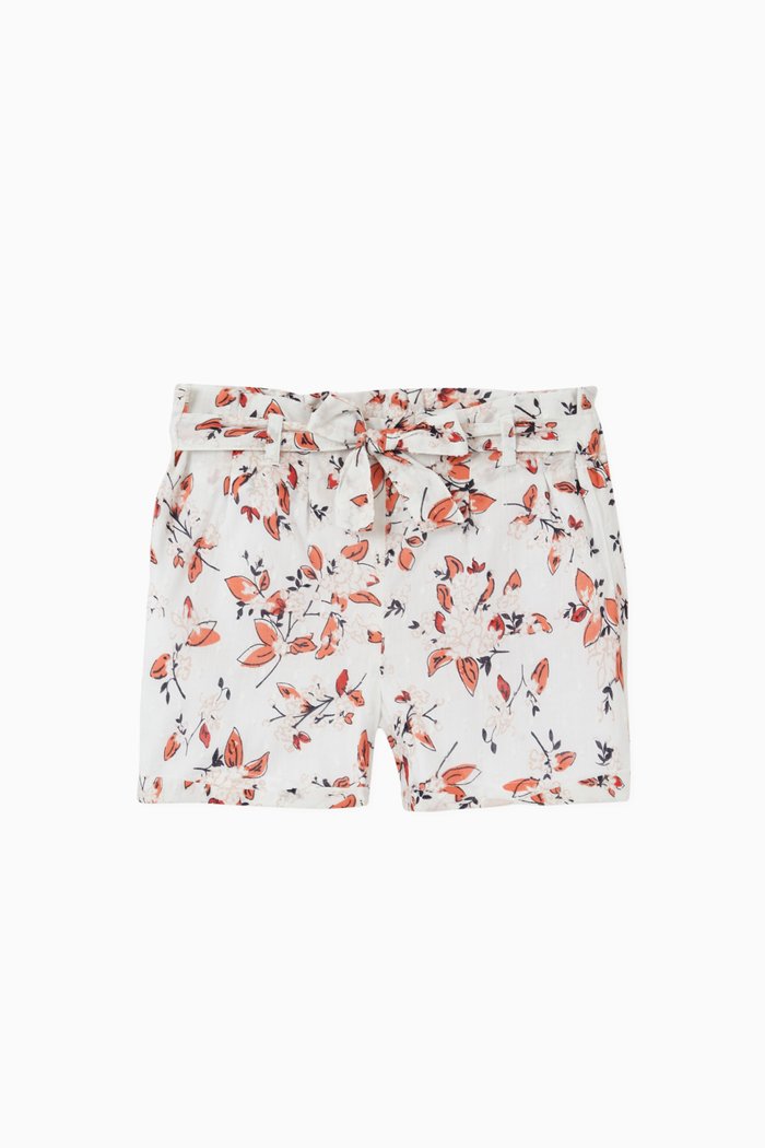 Floral Shorts in Organic Cotton, White