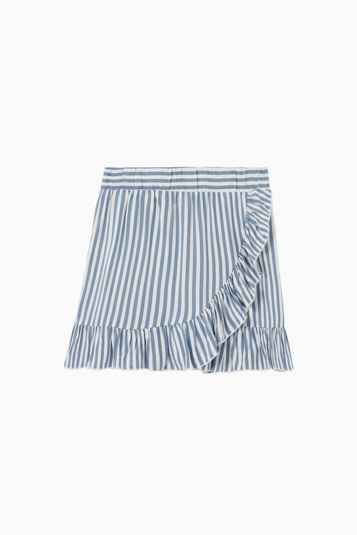 

Striped Ruffle Skirt, Blue