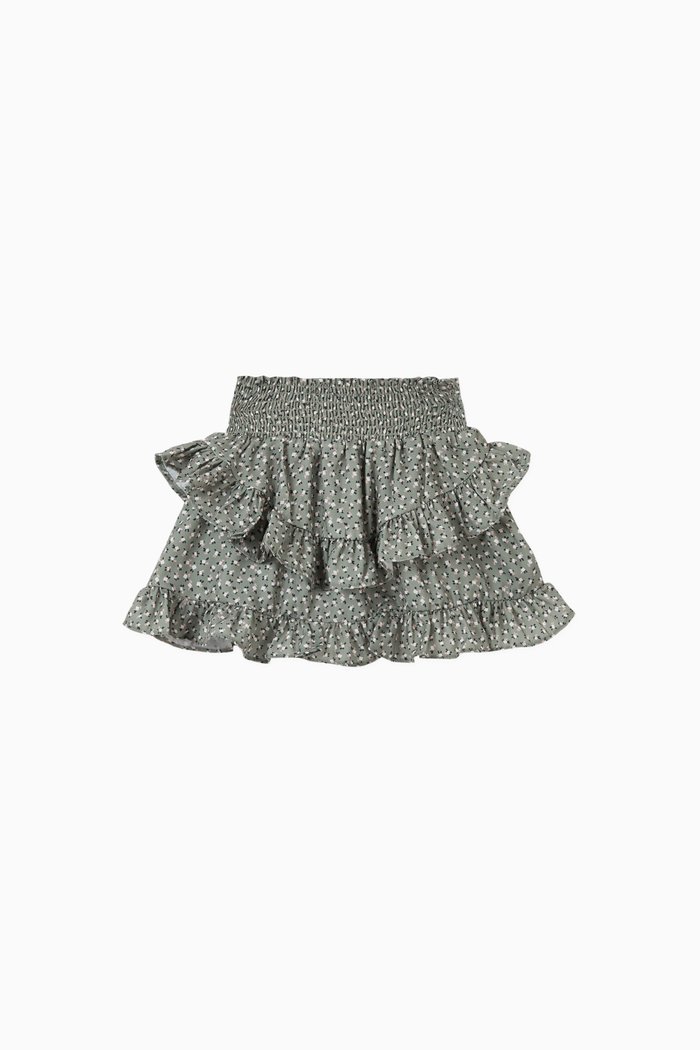 

Tiered Floral Skirt in Polyester, Grey