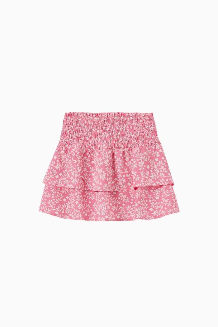 

Floral Smock Skirt in Recycled Polyester, Pink