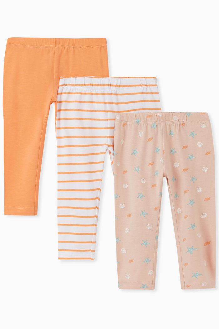 Assorted Leggings in Stretch Organic Cotton, Set of 3, Multicolour