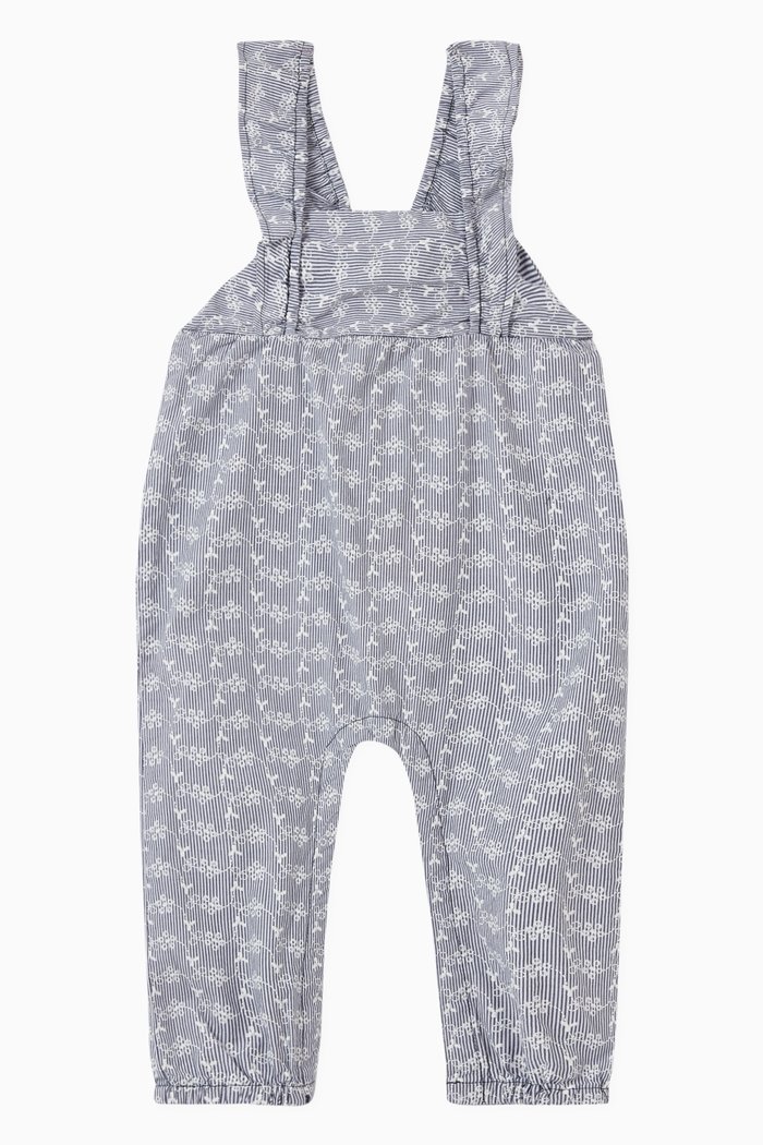

Floral Overalls in Organic Cotton, Blue