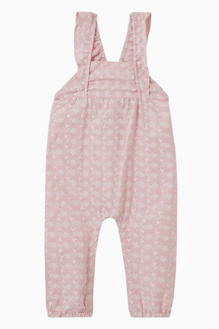 Floral Overalls in Organic Cotton, Pink