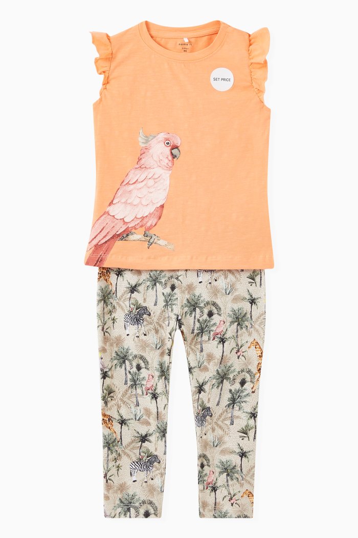 

Bird Print Top & Leggings in Organic Cotton, Multicolour