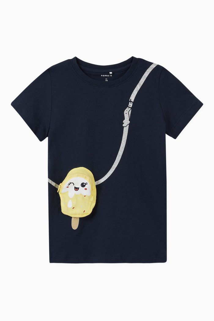 

Graphic T-shirt in Stretch Organic Cotton, Blue