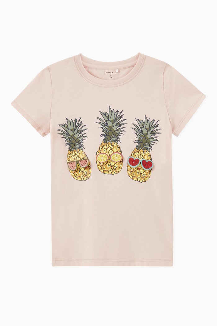 

Printed T-shirt in Organic Cotton, Pink