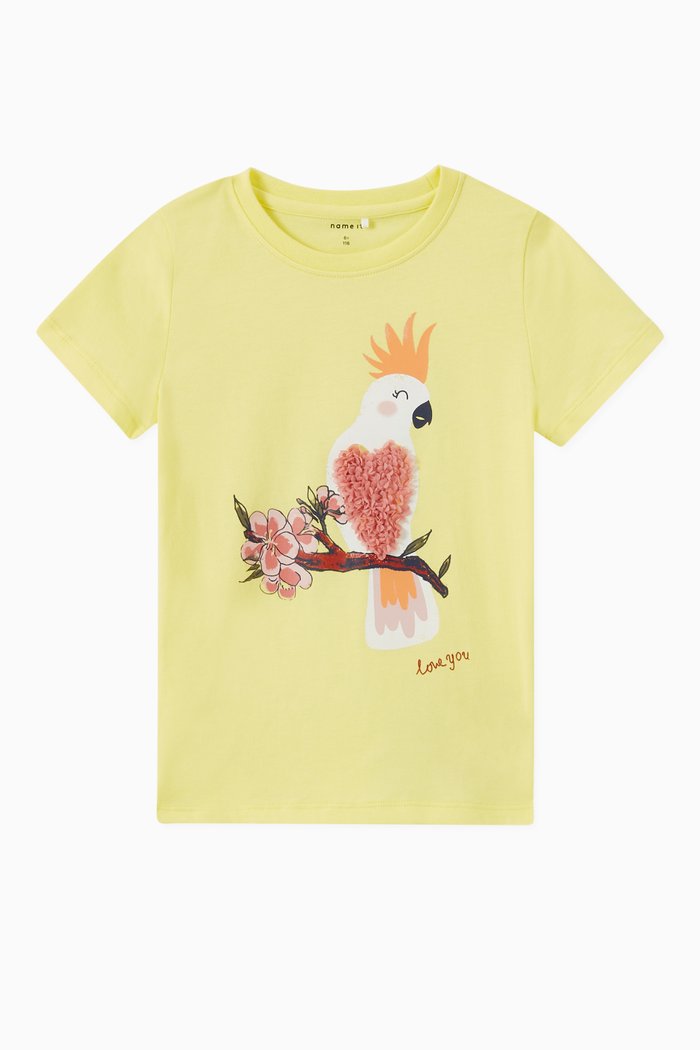 Printed T-shirt in Organic Cotton, Yellow