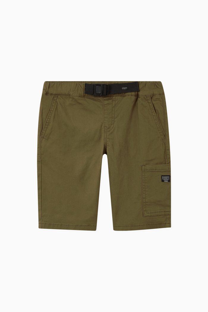 

Buckle Belt Shorts in Organic Cotton, Green