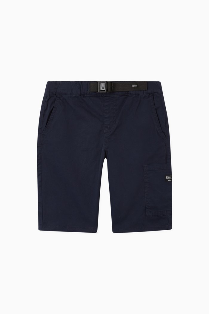 

Buckle Belt Shorts in Organic Cotton, Blue