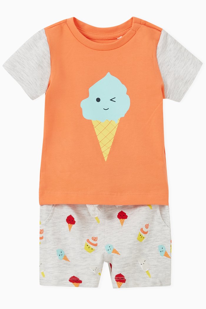 

Ice Cream T-shirt & Shorts Set in Organic Cotton Jersey, Multicolour