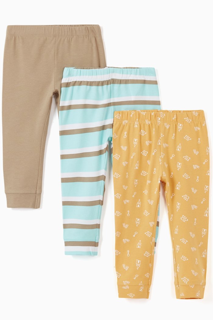 

Assorted Leggings in Stretch Organic Cotton, Set of 3, Multicolour