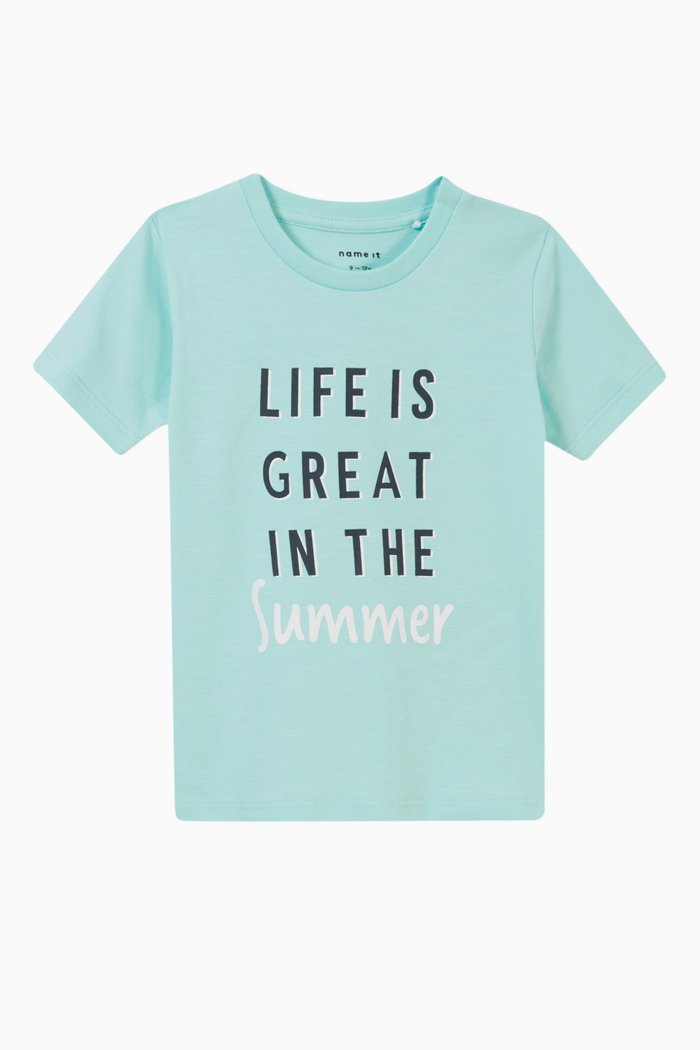 

Graphic T-shirt in Stretch Organic Cotton, Blue