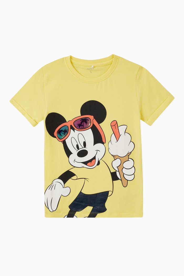 

Disney Mickey Mouse T-shirt in Stretch Cotton, Yellow