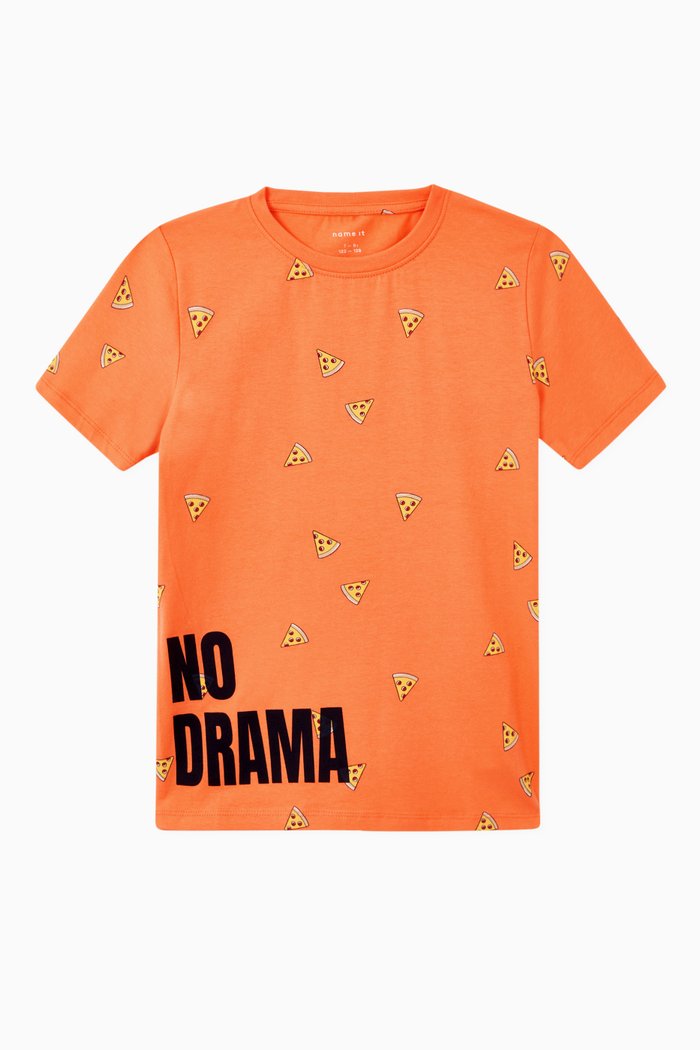 

Pizza Print T-shirt in Cotton, Orange