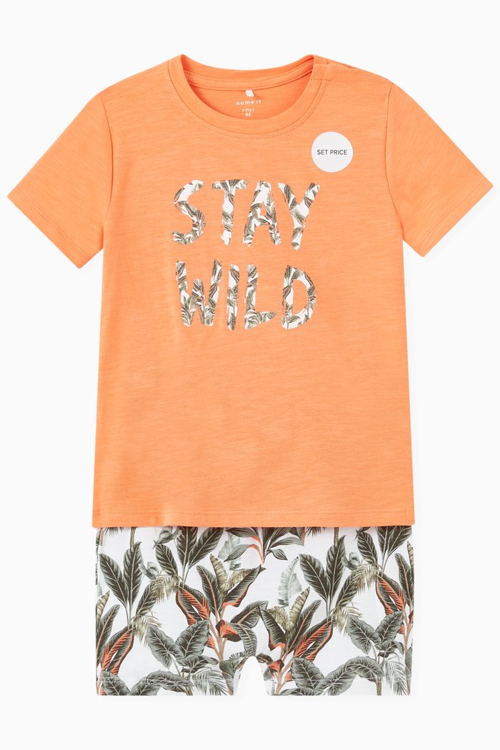 

Stay Wild Print T-shirt & Shorts in Organic Cotton, Multicolour