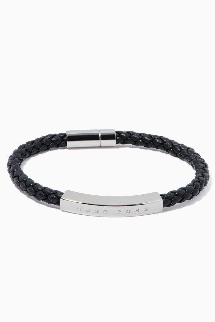 

Benn Bracelet in Leather & Stainless Steel, Grey