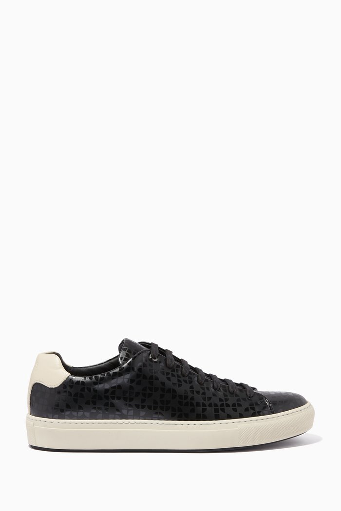 

Mirage Patterned Sneakers in Calf Leather, Black