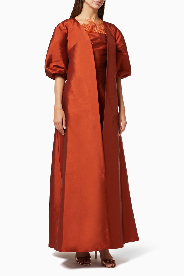 

Lati Dress with Cover Up in Indian Silk, Orange