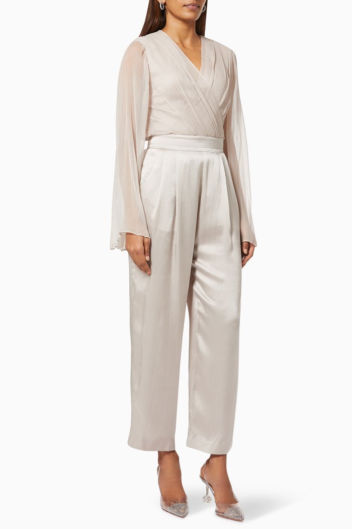 

Sand Jumpsuit in Silk, Brown