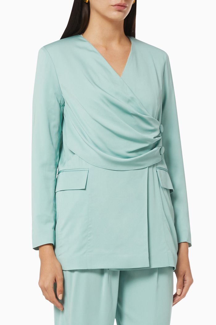 

Wrap Blazer in Crepe, Green