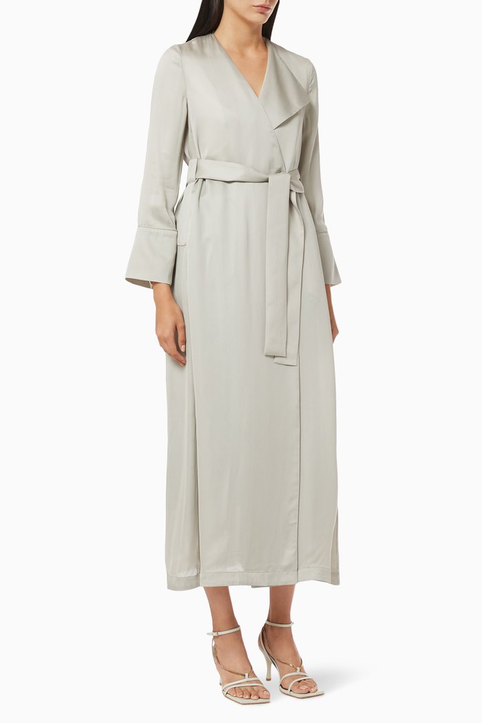 

Coat Style Abaya in Crepe, Brown