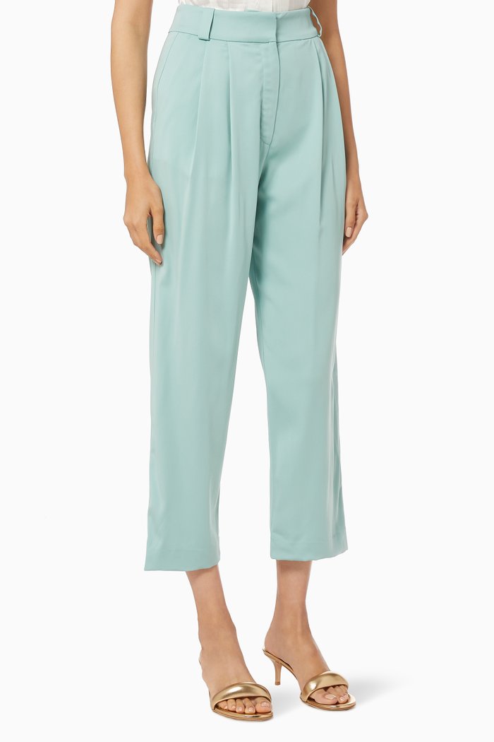 Boyfriend Fit Pants in Crepe, Green