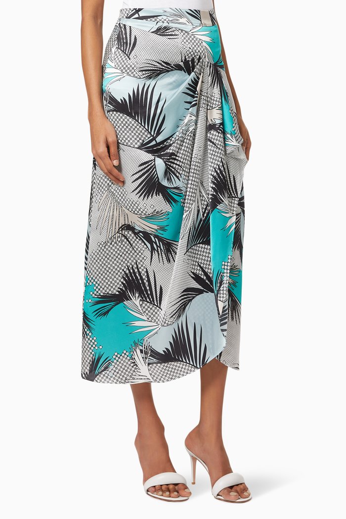 

Wrap Midi Skirt in Silk, Multicolour