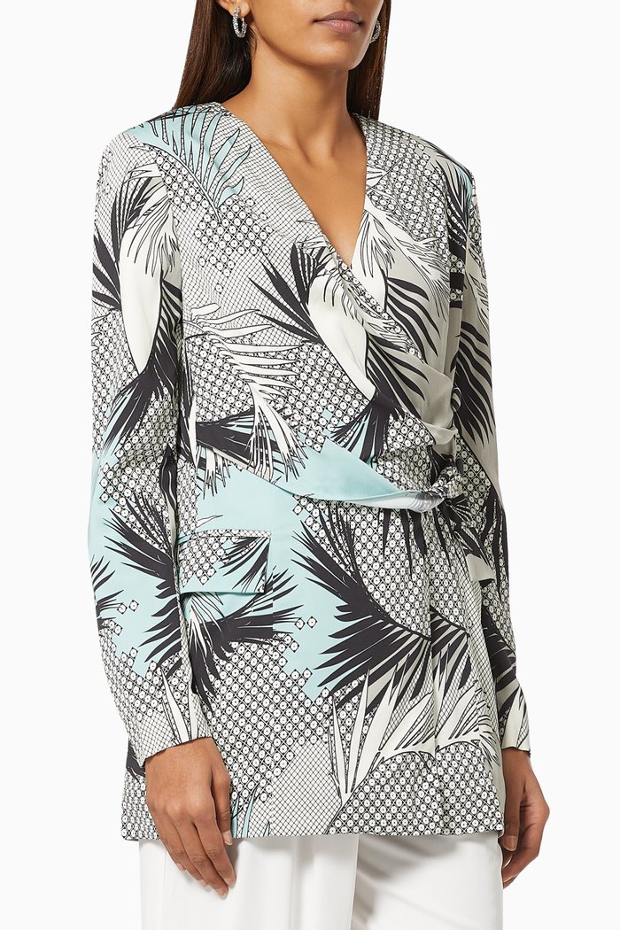 

Palm Print Blazer in Crepe, Multicolour