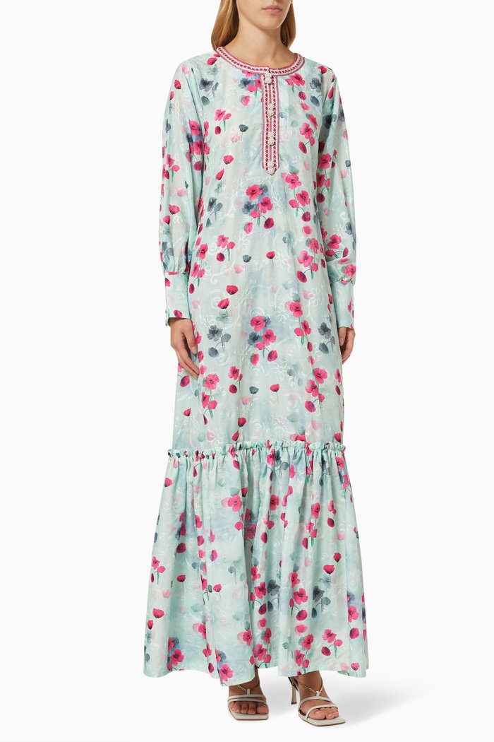 

Moroccan Embroidered Kaftan, Blue