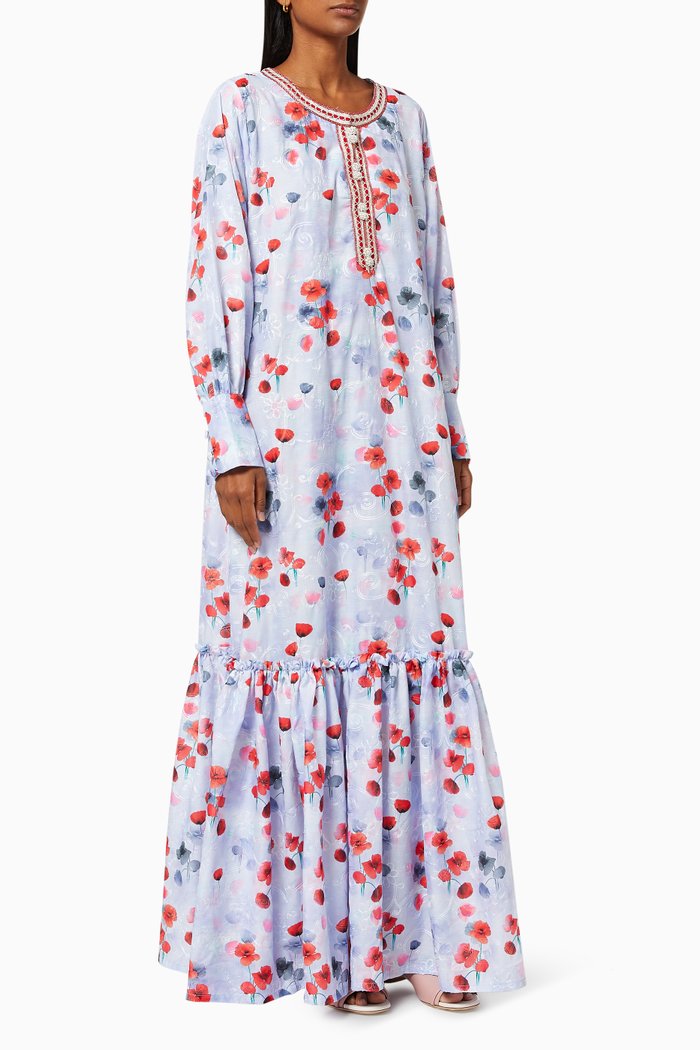 Moroccan Embroidered Kaftan, Purple